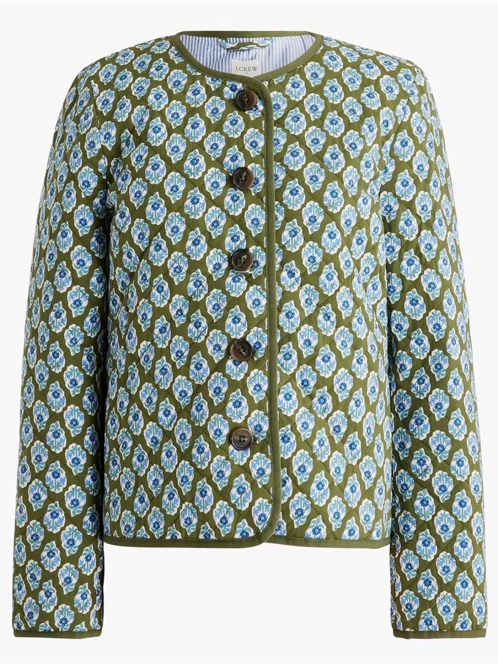 J. Crew Block Print Floral Quilted Jacket